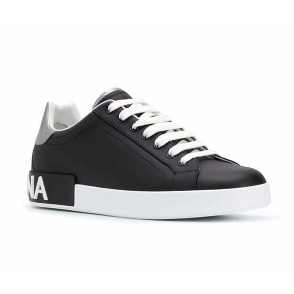 NWT Dolce&Gabbana Portofino Black Leather Sneakers - Size 37.5 EU - Picture 7 of 10